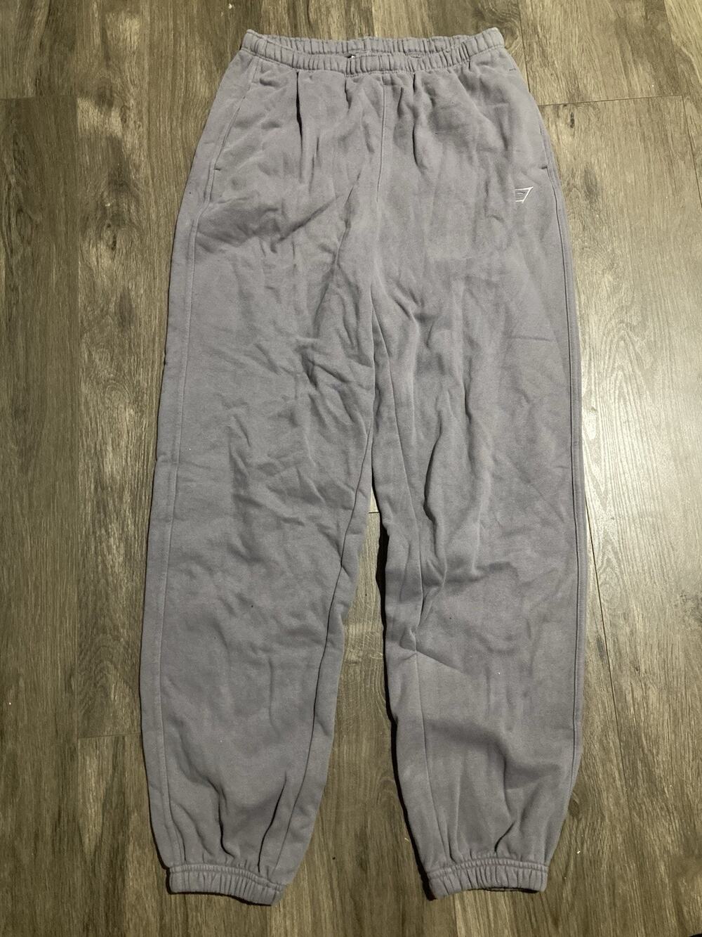 Gymshark Rest Day Sweat Pants Womens Size S Gray Fleece Cotton Blend Rear Logo